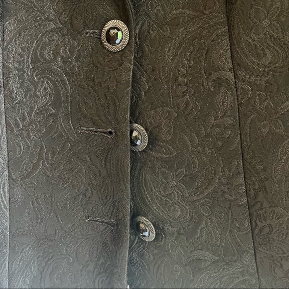Vintage Black Jacquard Blazer Sz 6 Button Front Paisley Pattern Classic - Picture 2 of 5